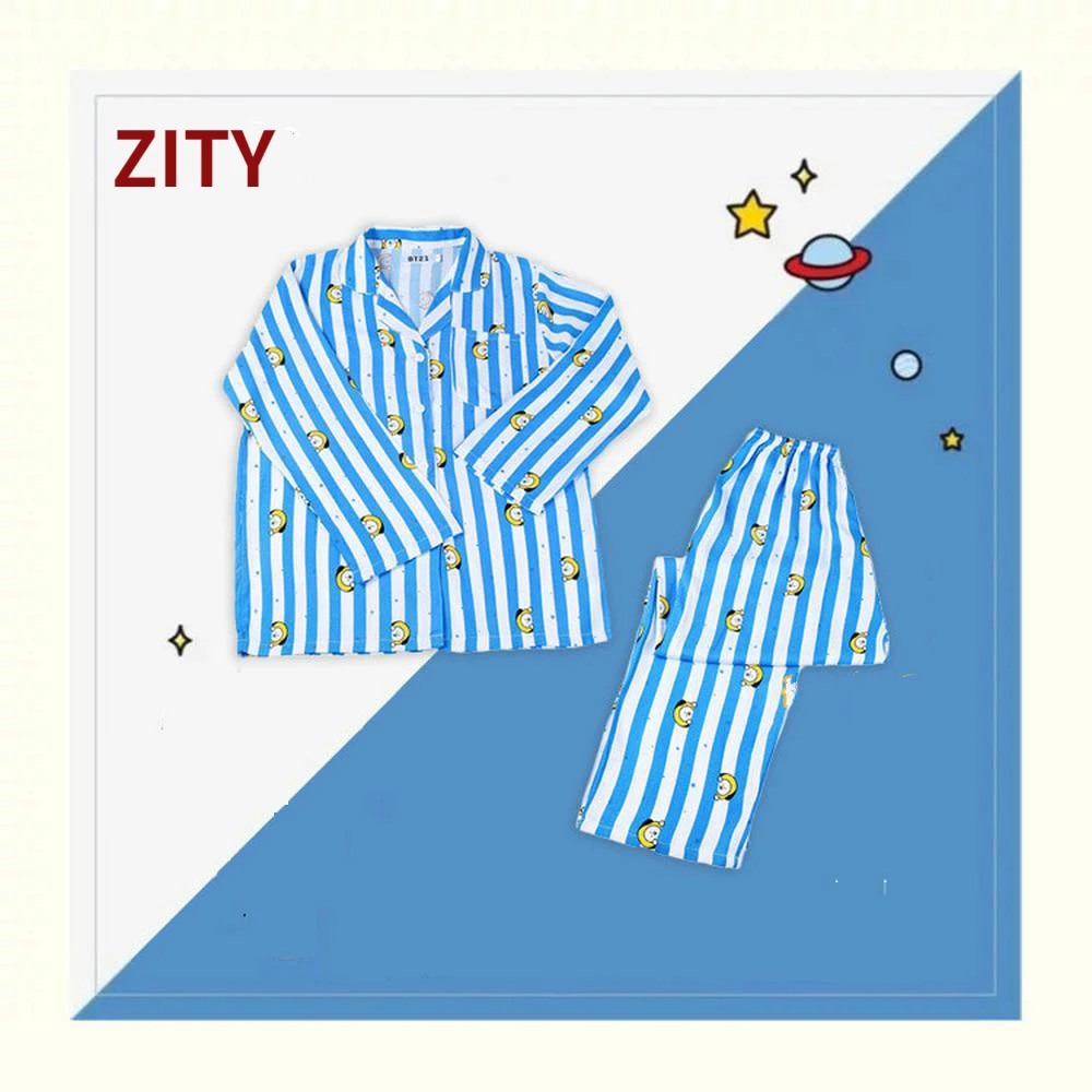ZITY Cartoon Sleepwear Pajamas Suit For Women Clothes Bedroom Set Winter Warm Long Sleeve Pajamas Lingerie Sleepwear