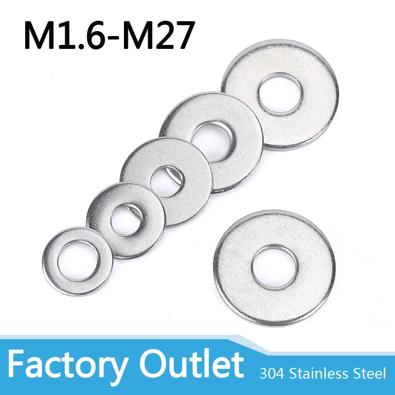 M3M2M2.5M1.6M4M5M6M8M10M12M16M20M24M27 GB97 A2 Spacer 304Stainless Steel Washer Plain Gasket for Screw Bolt Flat Metal M3Washer