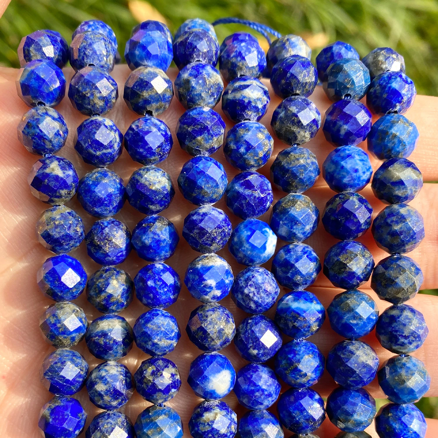 Natural Faceted Lapis Lazuli Stone Round Loose Spacer Gemstone Beads For Jewelry Making DIY Bracelet Necklace Size 6/8mm 7.5''