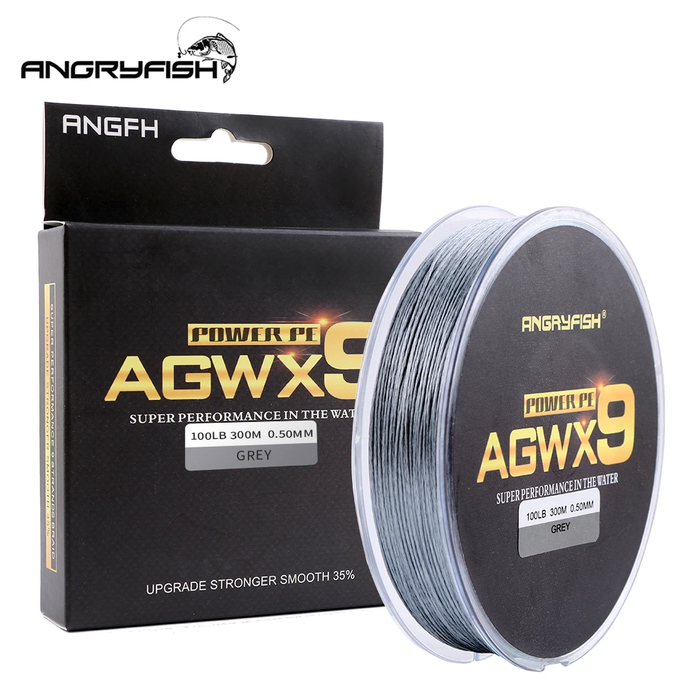 Angryfish 9 strands 300m/327YD Super PE Braided Fishing Line Strong Strength Line Thread Wear resistant