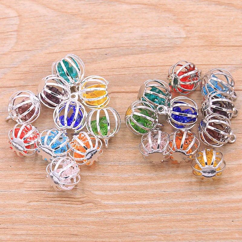 10Pcs 13*15MM 3 Color Antern Spring Spiral Bead Cages Pendants Charm For Women Men DIY Necklace Bracelet Making Accessorie