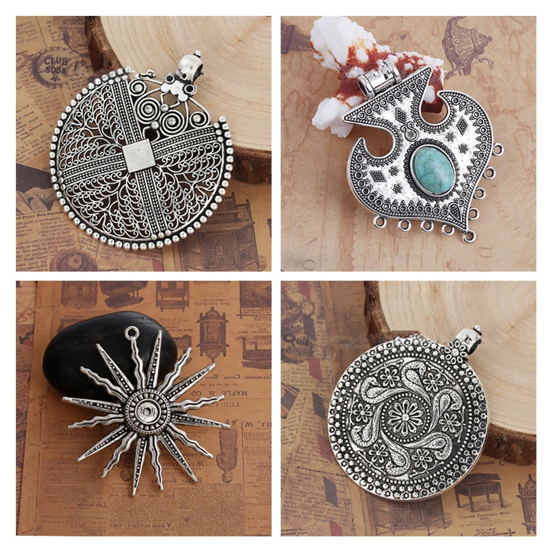 DoreenBeads Hot Zinc Based Alloy Pendants For Handmade Necklace Round Silver Color Filigree Style Jewelry DIY Findings