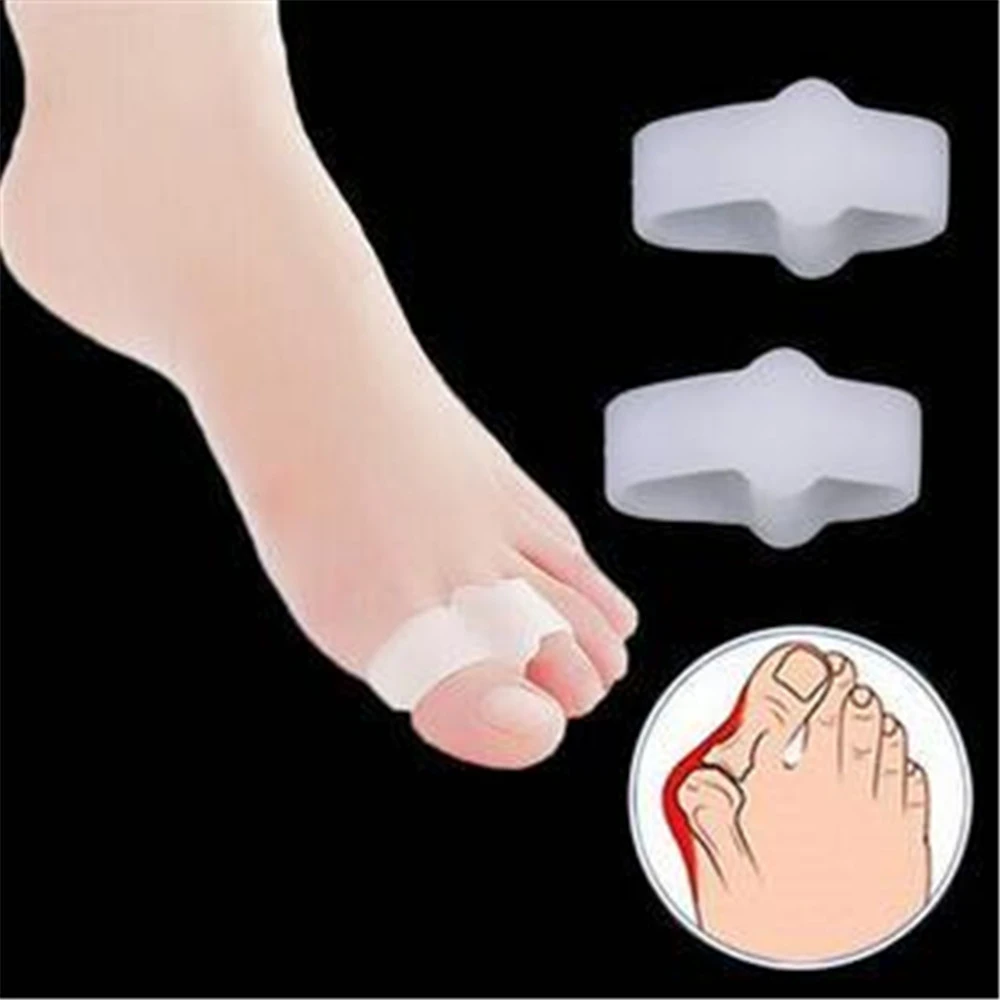 1 Pair Silicone Two Hole Toe Separator Gel Foot Fingers Thumb Valgus Protector Bunion Adjuster Hallux Valgus Guard Feet care