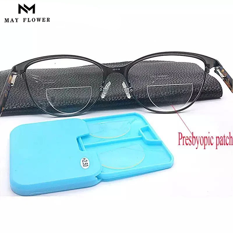 May Flower Magnification Reusable Bifocal Lenses Liquid Silicone Bifcoal Lens Stick-on Presbyoc Glasses Sunglasses With Diopters