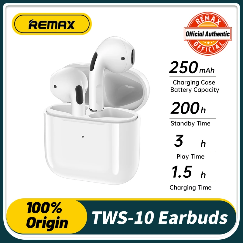 Remax Wireless Bluetooth Earphones Tws 10i Headset With Mic Charging Box Music Earbuds Headphones 3D Stereo Sound For Smartphone