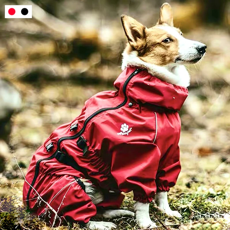 Waterproof Pet Dog Outdoor Jacket Clothes Winter Warm Coat  Big Jumpsuit Reflective Raincoat For Small Medium Large Dogs