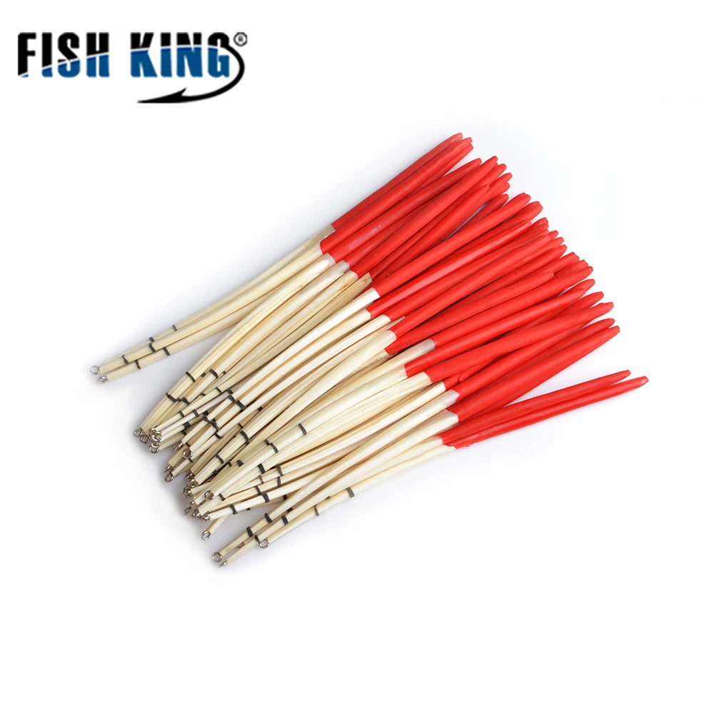 FISH KING 10pcs/lot 2 colours Peacock Feather Float  hard tail type fishing float bobber non-plasic with rings for fishing