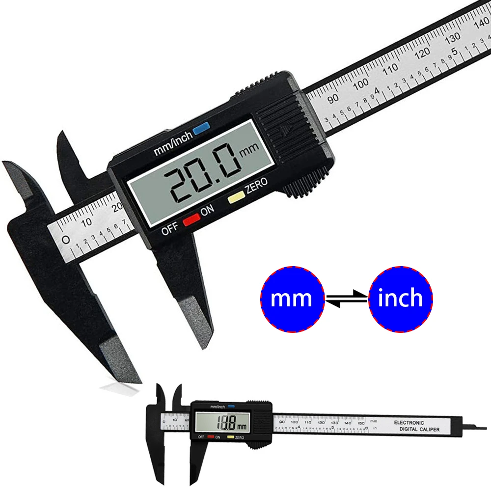 150mm Electronic Digital Caliper 100mm Dial Vernier Caliper Gauge Micrometer LCD Digital Ruler Measuring Tool Measuring Calibre