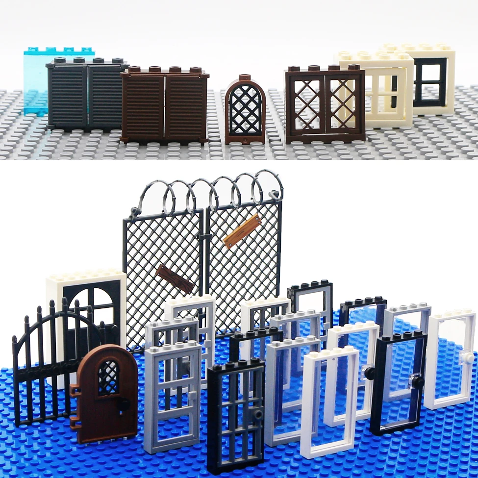 City Accessories Building Blocks House Windows And Doors Frame MOC Friends Mini Figures Castle Garden Ville Parts Bricks Toy Set