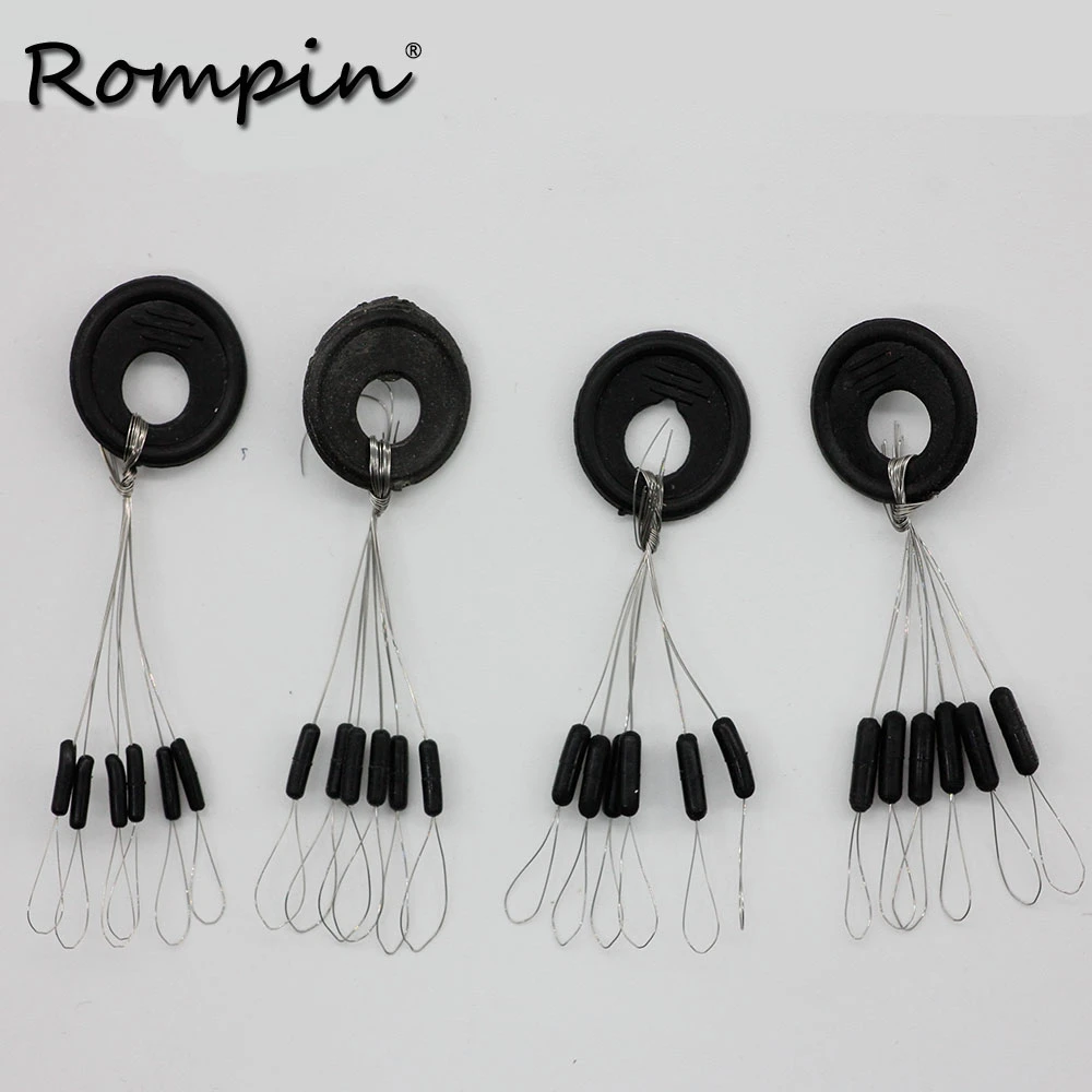 Rompin 10set(60pcs) Fishing Space Beans Swivels Clip Connectors Fish Float Stopper Bean,Cylindrical and Olive Shape per Set