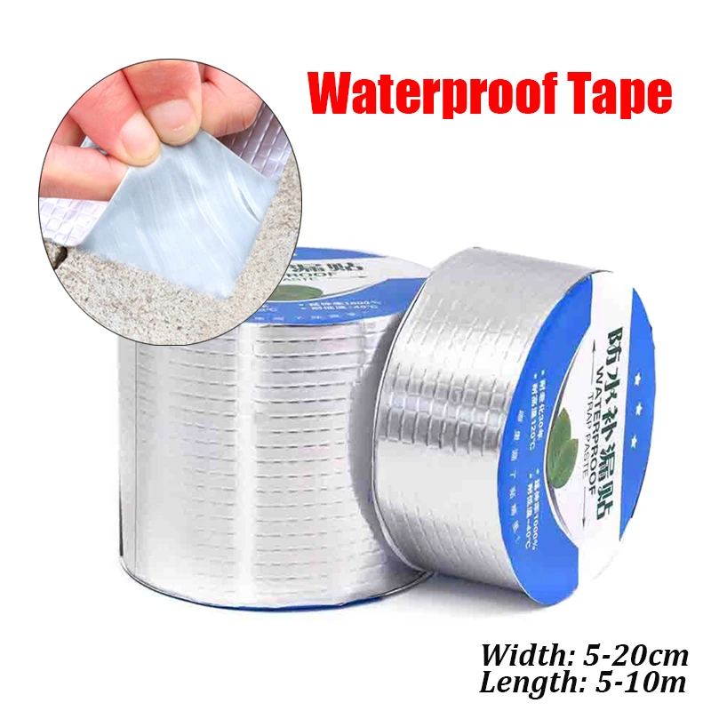 Roof Leakproof Aluminum Foil Butyl Rubber Waterproof Tape High Temperature Resistance Pipes Walls Leak Sticker Super Nano Tapes