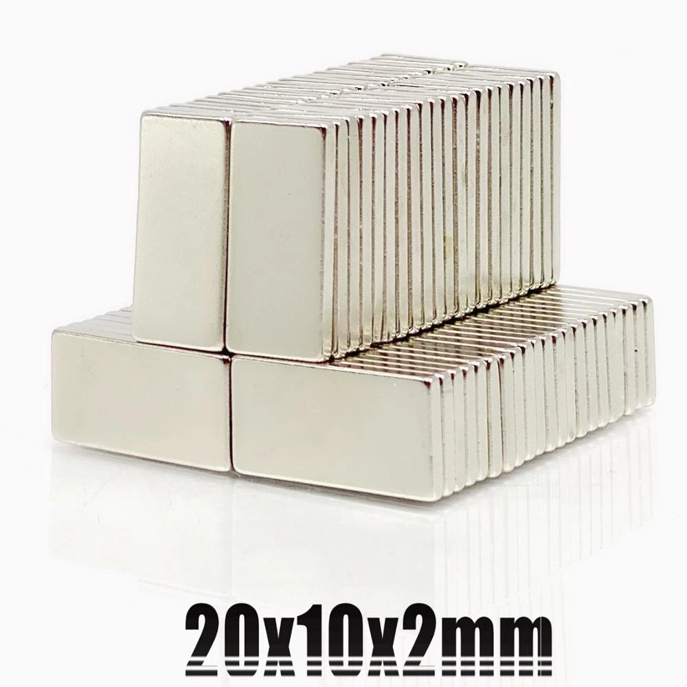 5/10//20/50Pcs 20x10x2 Neodymium Magnet 20mm x 10mm x 2 N35 NdFeB Block Super Powerful Strong Permanent Magnet