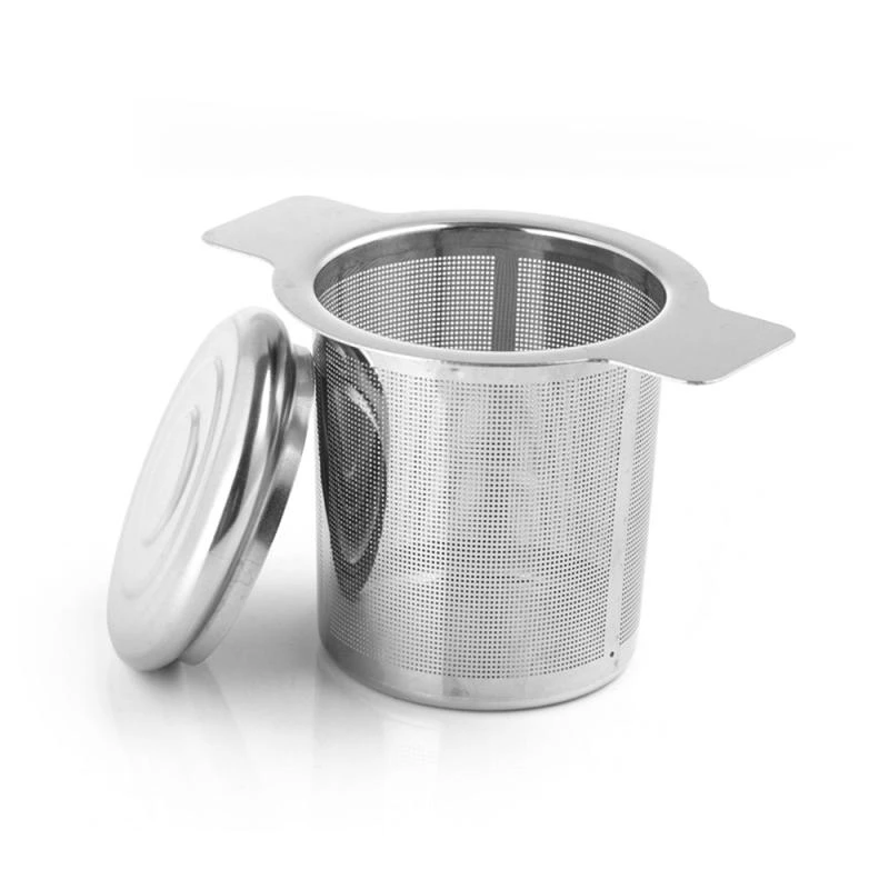 Double Handles Stainless Steel  Tea Infuser With Lid Fine Mesh Coffee Filter Teapot Cup Hanging Loose Leaf Tea Strainer Kitchen