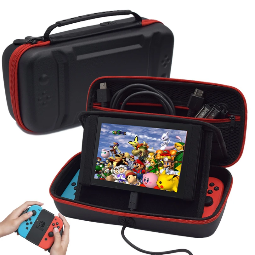 PU Storage Bag Black Hard Portable Carrying Case Bracket Pouch For Nintendo Switch Console Protective Cover Accessories