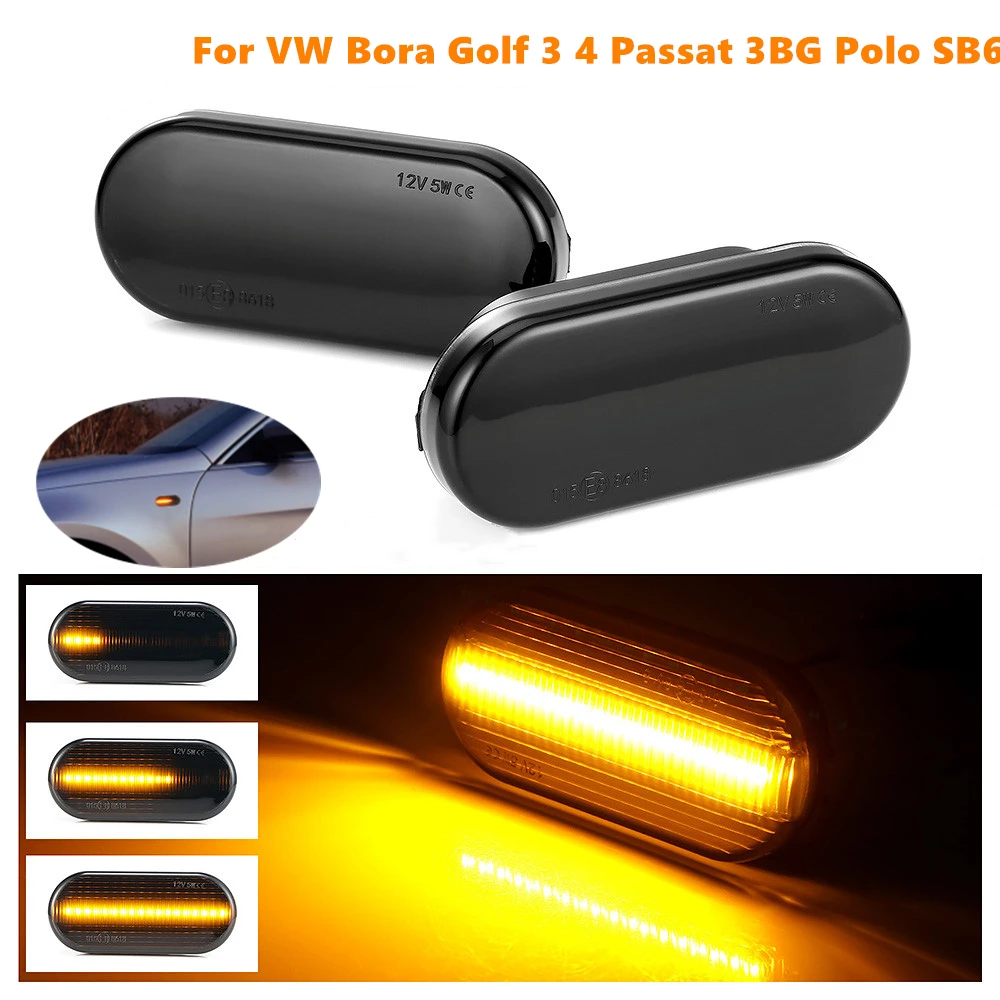 2 pieces Sequential Blinker Light LED Dynamic Side Marker Turn Signal Light For Volkswagen VW Bora Golf 3 4 Passat 3BG Polo SB6