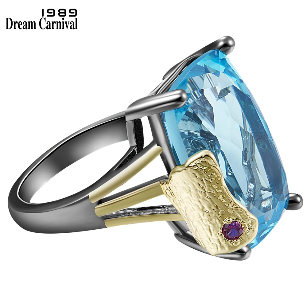 DreamCarnival1989 We Give U a Different Look Blue Solitaire Ring for Women Big Zircon Wedding Jewelry Party Must Have WA11905GUN
