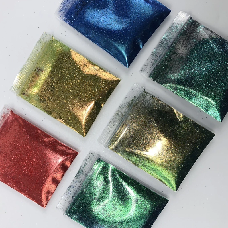 10g/Bag Crystal Diamond Chameleon Glitter 0.2mm (1/128) Chrome Mirror Powder Chameleon Effect  For Nails Chrome Powder F3D067