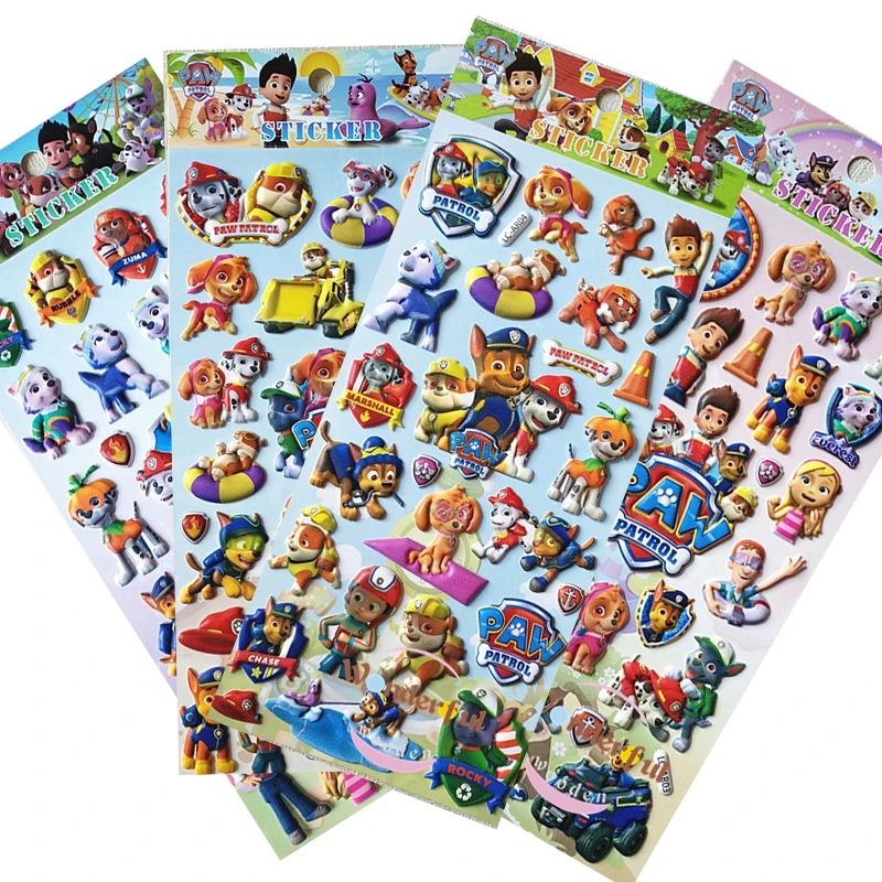 Paw Patrol Dog Toy Stickers 3D Children's Anime Cartoon Tattoo Stickers Bubble Paste Thicken The Reward Stickers Kids Toys Gifts