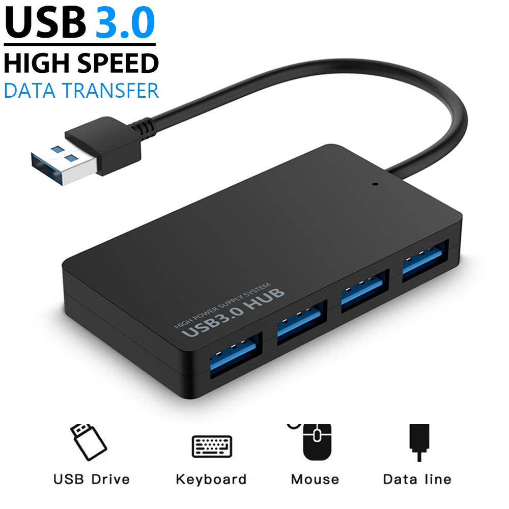 1Pc New Mini USB 3.0 Hub Rotatable Adapter Universal 3 Ports USB Expander High Speed Data Transfer Splitter Box Accessories