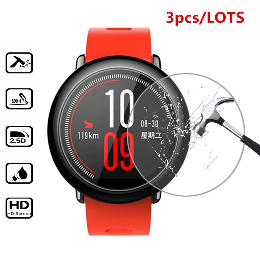 3PCS For Xiaomi Huami Amazfit Pace Tempered Glass Screen Protector Glass Film for Xiaomi Huami Amazfit Pace Smart watch