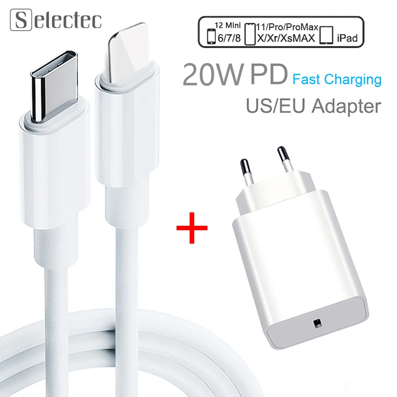 20W PD Fast USB C Wall Charger Adapter 100-240V Type C Charging Adapter For iPhone 13 12 mini 13pro 11 Pro Max XS iPad Pro Air