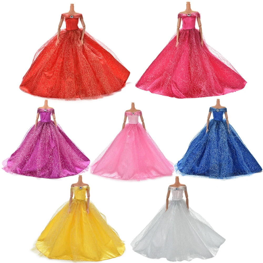 1pc Handmake Wedding Princess Dress Elegant Clothing Gown Skirt Shoes For Dolls Dresses