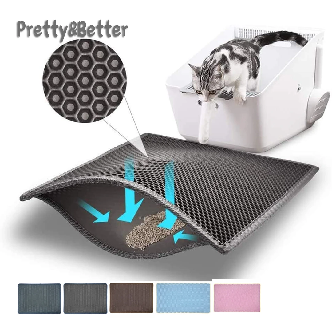 Pretty&Better Cat Litter Mat Foldable Double-Layer Cats Mat Bottom Non-slip Pet Litter Layer Pet Litter Catcher Mat Cat Cushion