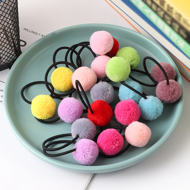 10pcs cute animal hair ball hair ring girl rubber band elastic hair bands Korean headwear children hair Accessories ornaments