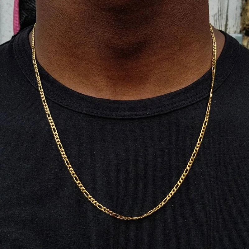 2020 Fashion 4mm Classic Figaro Chain Necklace Men Stainless Steel Gold Color Long Necklace For Men Women Chain Jewelry