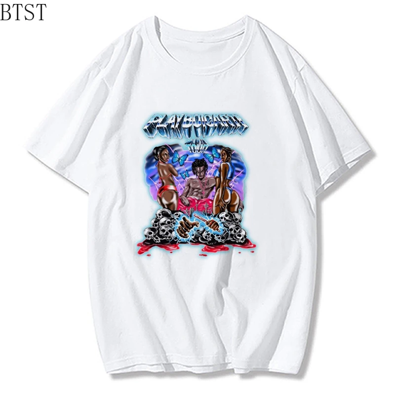Rap Playboi Carti Vintage Hip-Hop TShirt Men Short Sleeve Cotton T Shirts Summer Casual Music Tee Shirt Aesthetic 90S Clothing