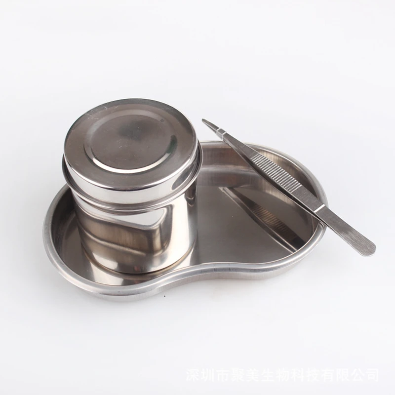 Surgical Stainless Steel Kidney Shaped Sterilized Tray Jar Pot Container Bottle Tweezers Medical Dental Cosmetic Tattoo Accesory