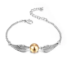 Harried Golden Snitch Bracelet Deathly Hallows Potters Quidditch Ball Silver Angel Wing  Jewelry gifts For fans