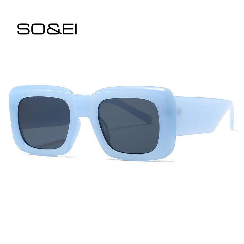 SO&EI Fashion Square Sunglasses Women Brand Designer Vintage Luxury Female Sun Glasses Shades UV400 Men Retro Trending Eyewear