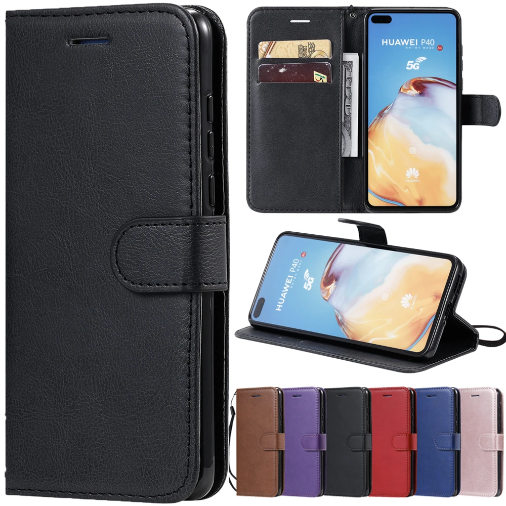 Leather Flip Wallet Case For Huawei P40 Lite E P30 Pro P20 P10 Y5P Y6P Y7P P Smart 2020 2021 Honor 9 10 Lite 8S 8A Y5 2019 Cover