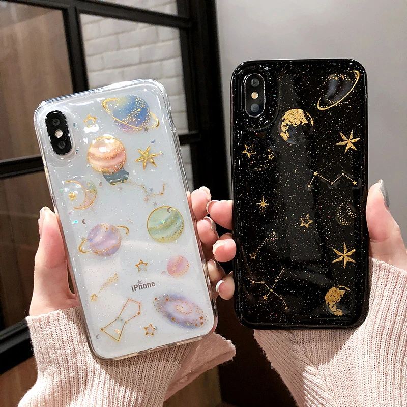 Glitter Planet Case For Huawei P30 Lite P40 P50 P20 Pro P10 Plus Honor 10 9X 9 Mate 20 Lite P Smart Z Y9 Prime 2019 Case Nova 5T