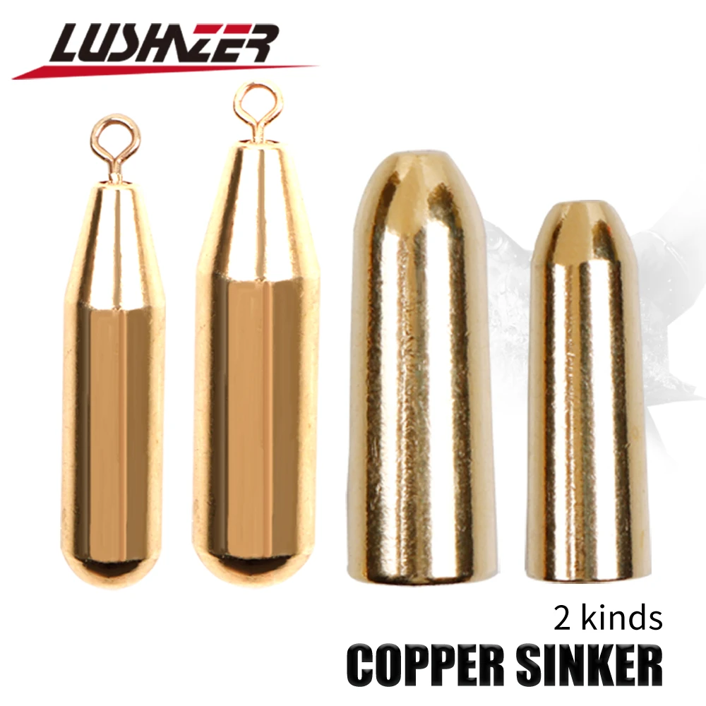 LUSHAZER 5pcs/lot cylinder shape copper Dropshot weight 1.8g 3.5g 5g 7g 10g drop shot sinker fishing weights Fishing Tackle
