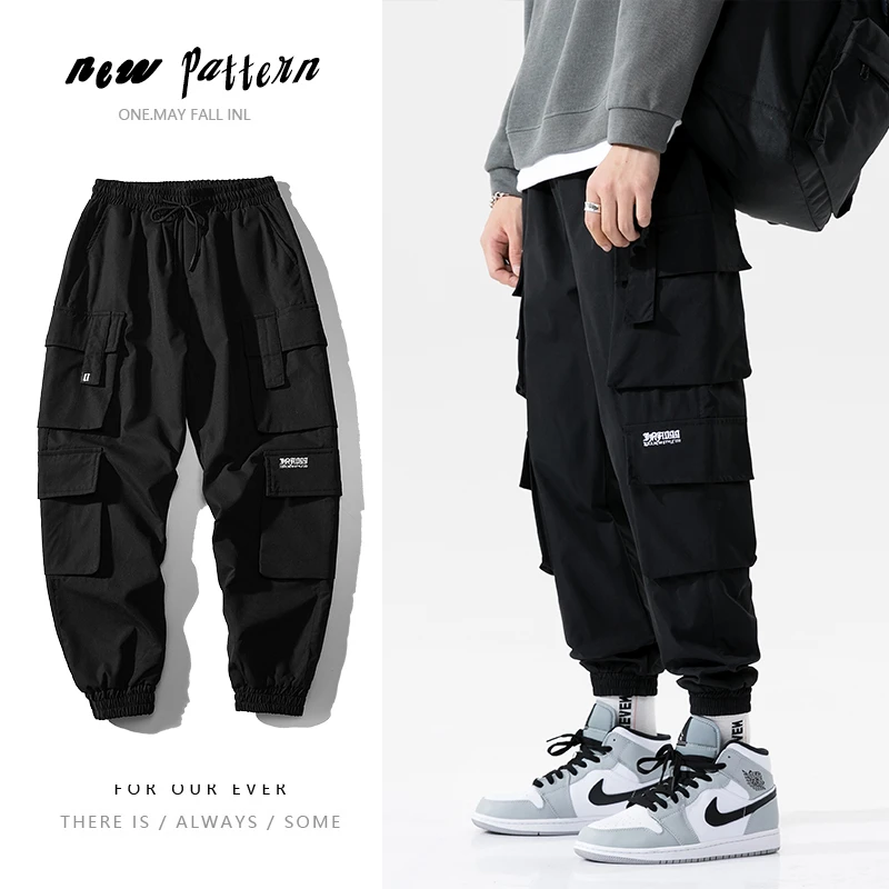 Streetwear Black Mens Harem Joggers Pants Men Cargo Pants 2021 Hip Hop Casual Pockets Sweatpants Male Oversized Fashion Trousers