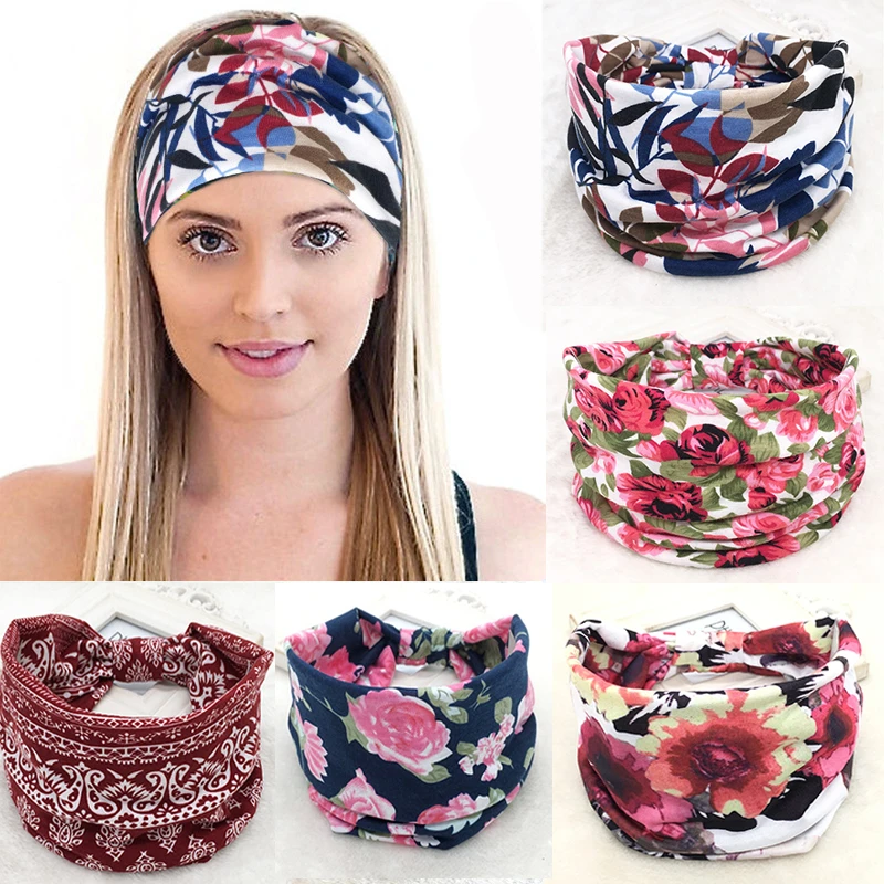 Cotton Women Headpiece Stretch Hot Sale Turban Hair Accessories 1PC Headwear Yoga Run Bandage Hair Bands Headbands Wide Headwrap