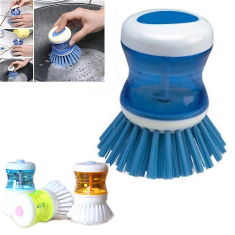 AA Kitchen Wash Tool Pot Dish Brush Clean with Washing Up Liquid Soap Dispenser