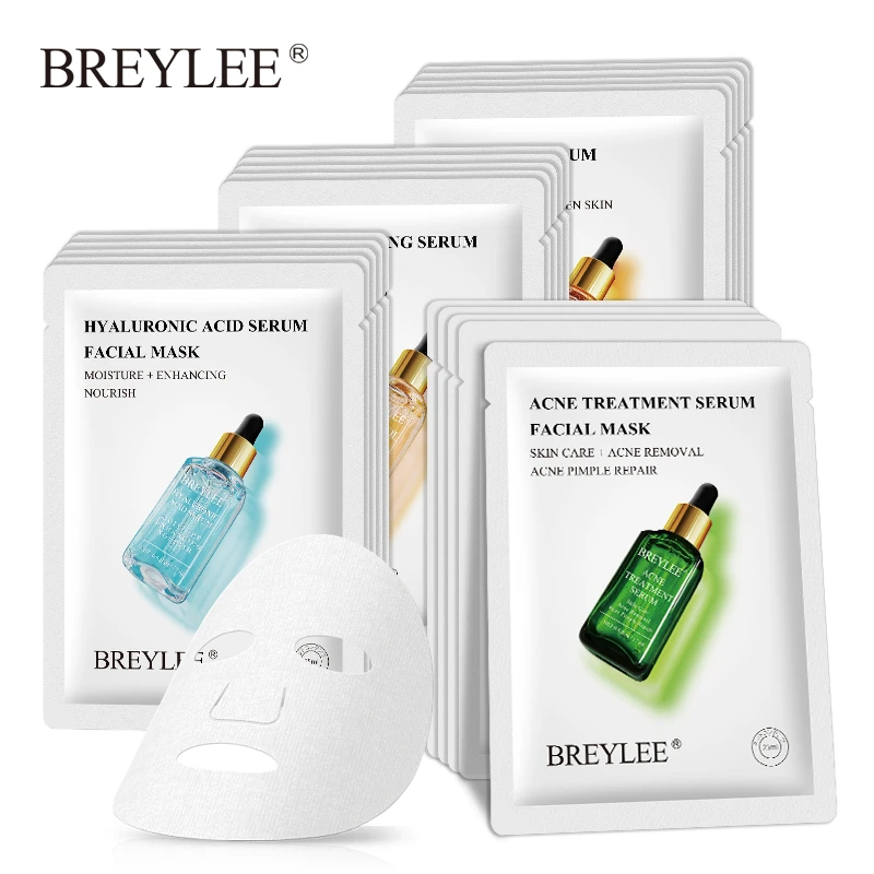 BREYLEE Face Mask Collagen Facial Sheet Mask Retinol Acne Treatment Serum Whitening Moisturizer Skin Care Anti Aging Vitamin C