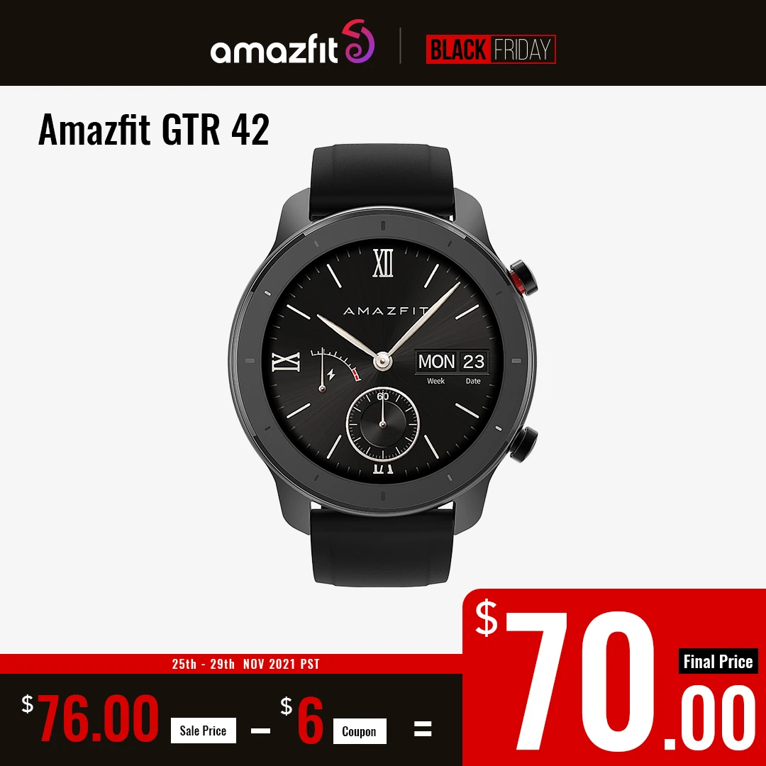 【24h ship】Global New Amazfit GTR 42mm Smart Watch 5ATM waterproof Smartwatch 12 Days Battery Music Control For Android IOS