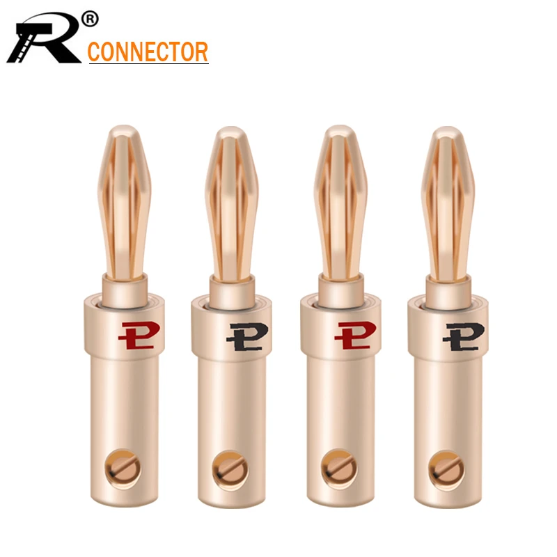 4pcs 24K Gold-plated Copper Banana Speaker Plug Connector Adapter Audio Banana Connectors for Speaker Wire Amplifiers