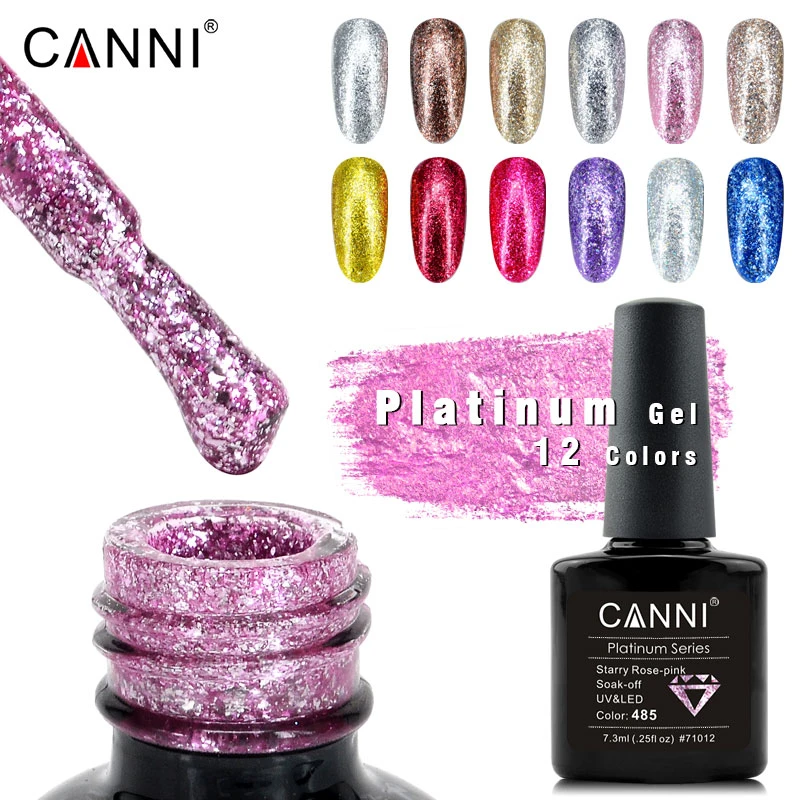 CANNI perfect platinum gel color coat long lasting chrome nail gel polish 7.3ml Nail Manicure glitter foil color Gel Varnish