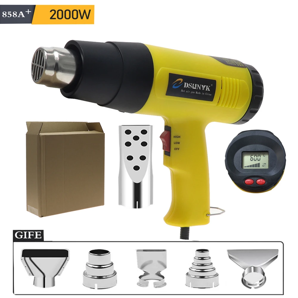 2000W Thermal Blower Industrial Heat Gun With Adjustable Temperature and Constant Temperature, Suitable for Packaging Heat Shrin