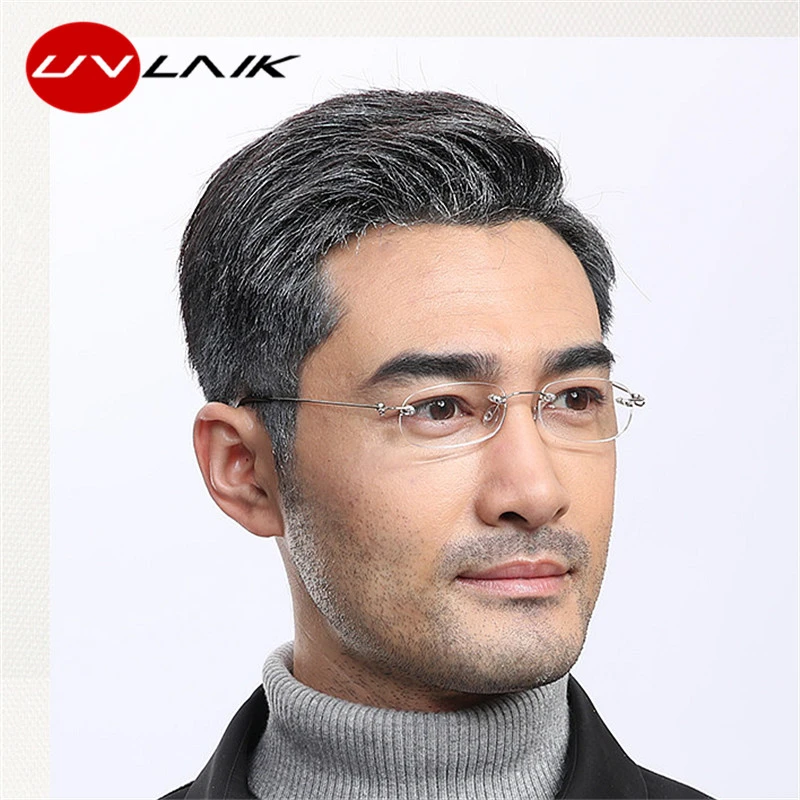 UVLAIK Rimless Reading Glasses Male Transparent Glasses Frameless Men Women Presbyopic Glasses with case 1.5 2.0 2.5 3.0