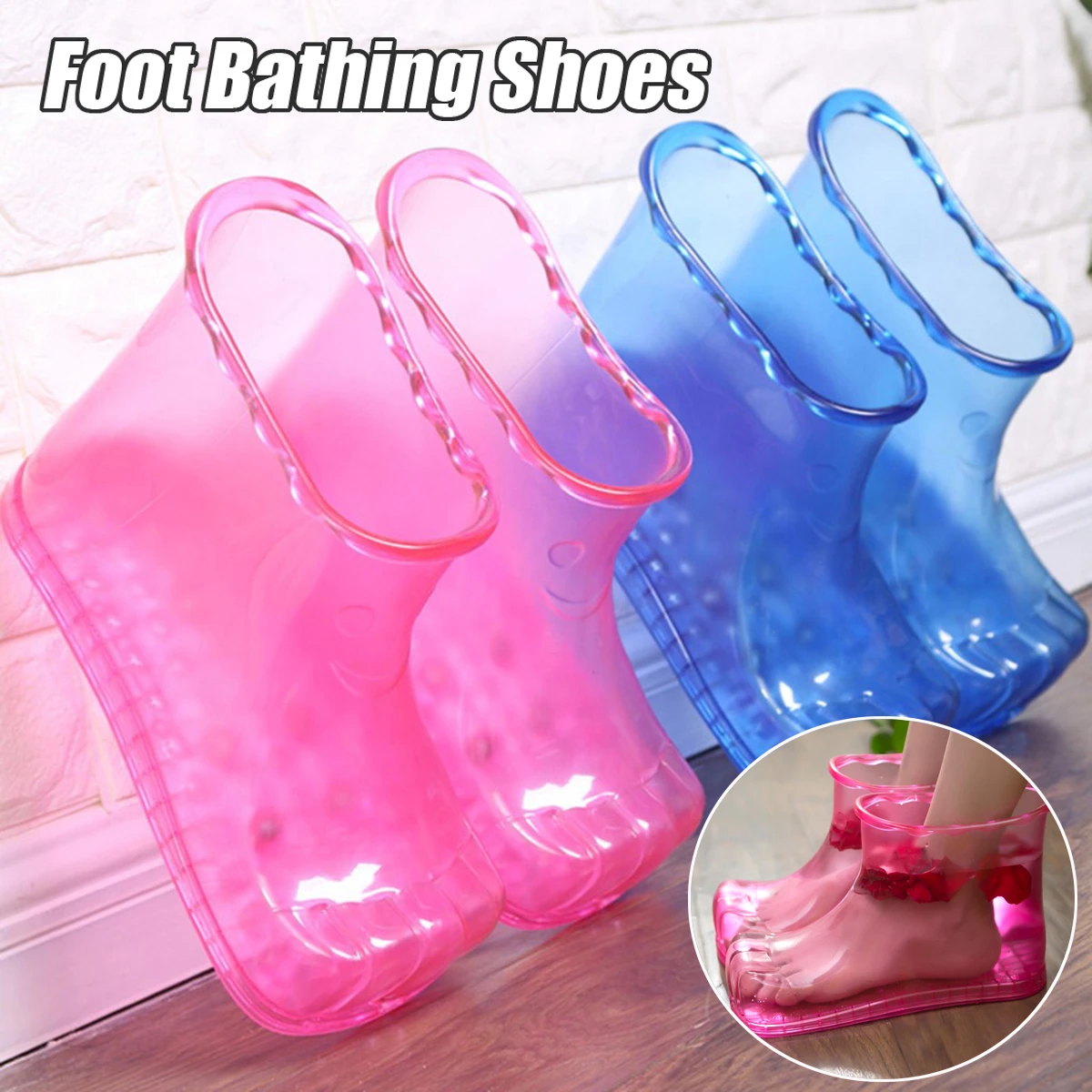 Women Foot Soak Bath Therapy Massage Shoes Ankle Boots Sole Relaxation Home Feet Care Hot water Neutral Foot Soak 25.6cm