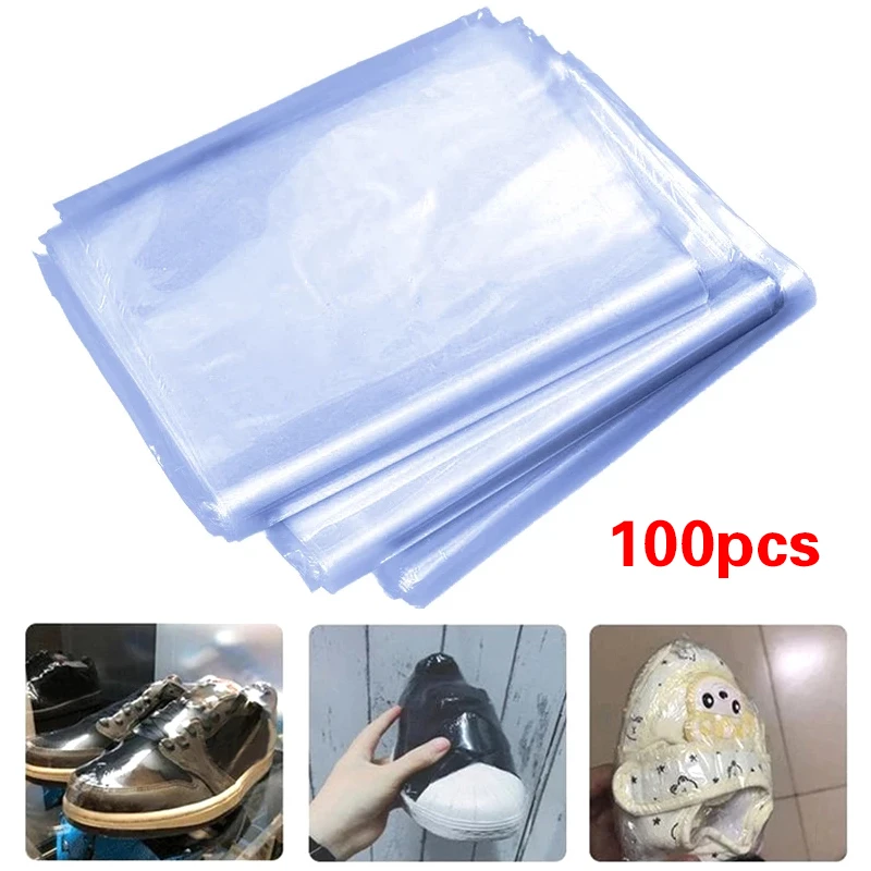 100 PCS PVC Shrink Wrap Bags Clear Membrane Plastic For Soaps Bottles Bath Bombs Packaging Gift Baskets 5 Sizes