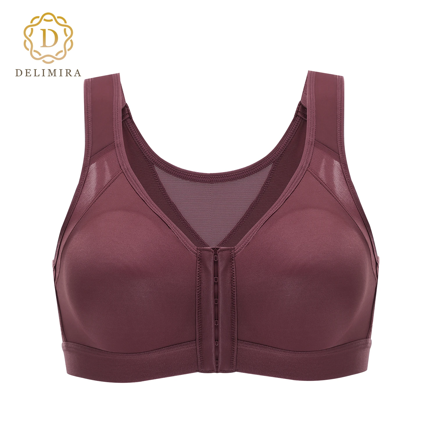 DELIMIRA Women's Full Coverage Front Closure Bras Wire Free Back Support Posture Bra