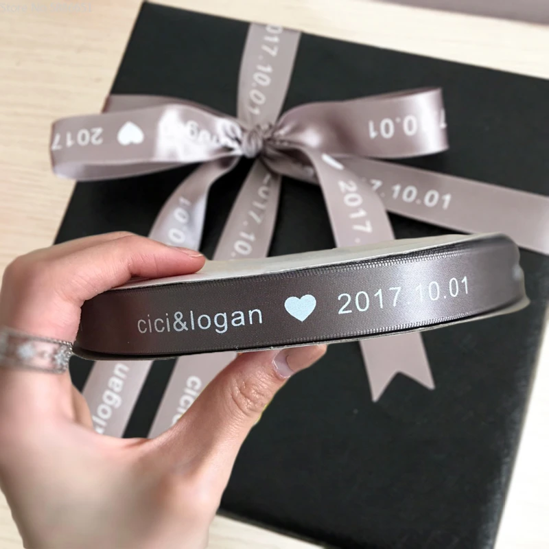1roll 100meters Personalized Wedding Decoration Gift Package Ribbon Smooth Customized Logo Printed Ribbon