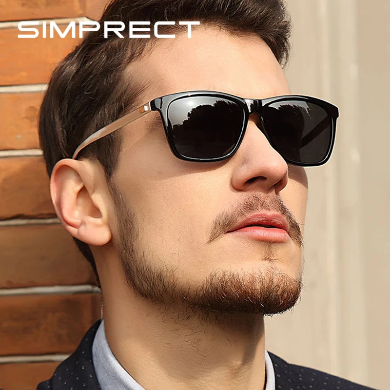 SIMPRECT Aluminium Magnesium Polarized Sunglasses For Men 2021 Luxury Brand Designer Retro Vintage Fashion Square Sun Glasses